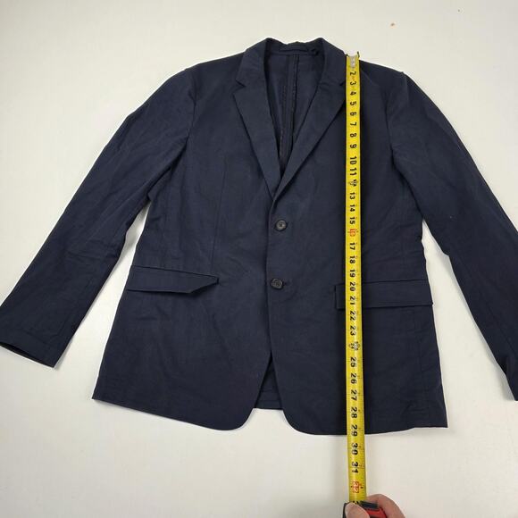 Theory Blazer Mens 42 Navy Blue Simons Lenix Two Button Stretch Cotton Jacket - Picture 4 of 15